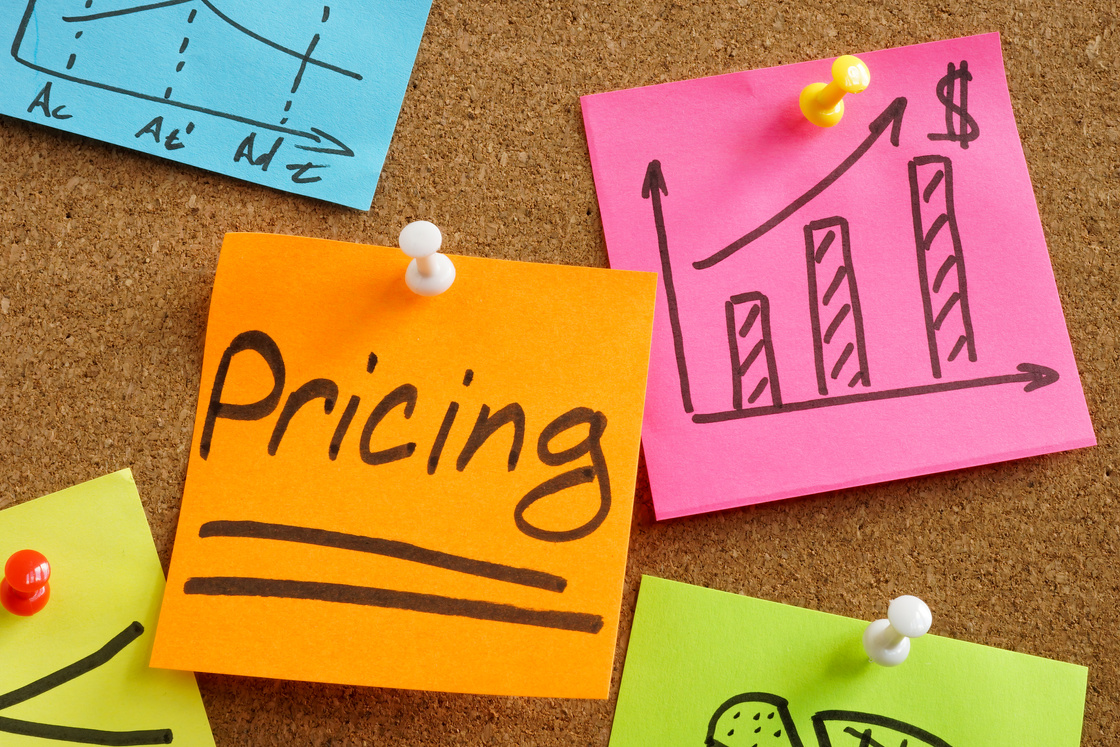 Word Pricing about strategy and planning and memo sticks.